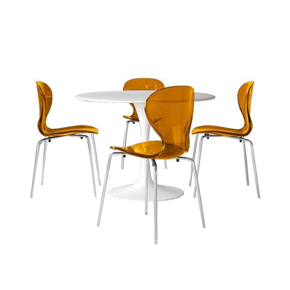 5-Piece Dining Set Round White MDF Dining Table
