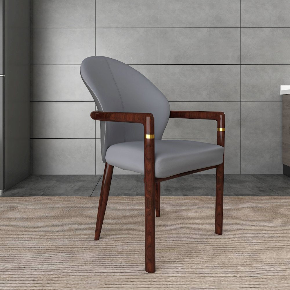 Opaline Series Elegant Wooden Dining Chair in Two-Tone Grey - Set of 2