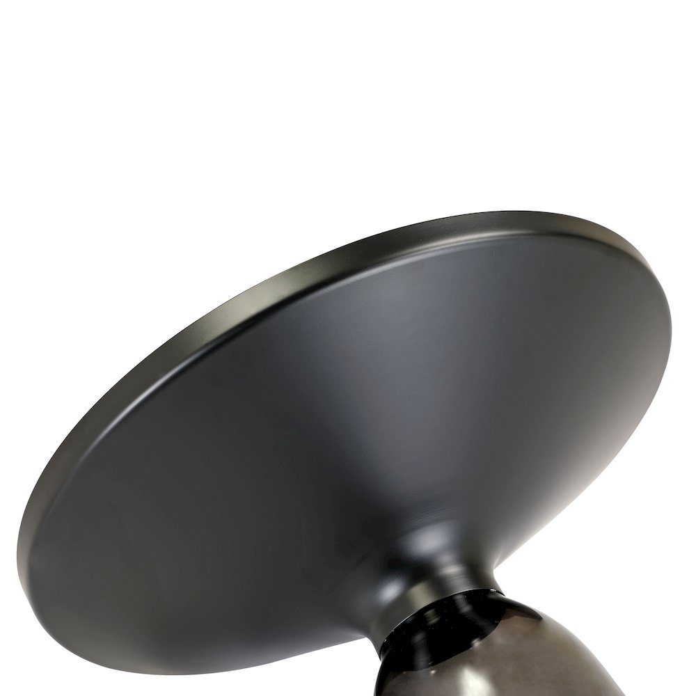 Tully Collection Glass side Table Grey glass, Black Rim with Black Glass top