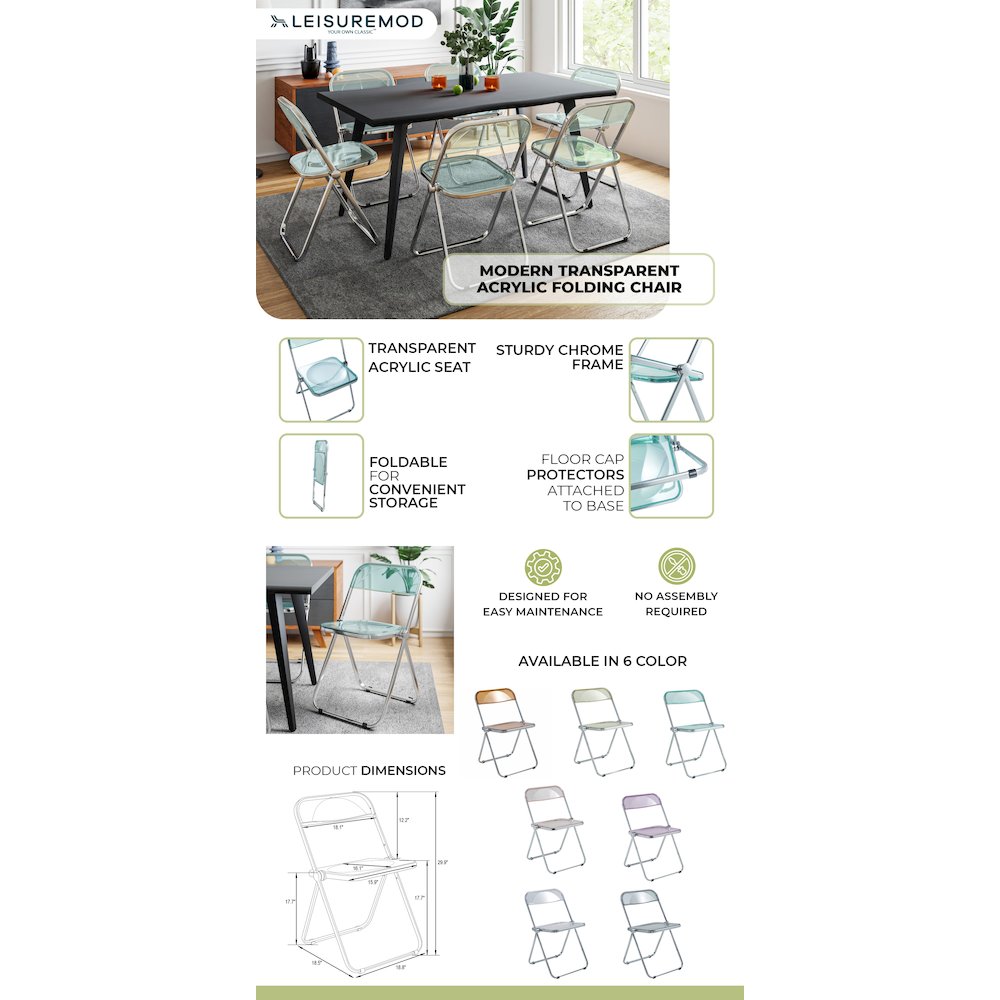 Lawrence Acrylic Folding Chair With Metal Frame