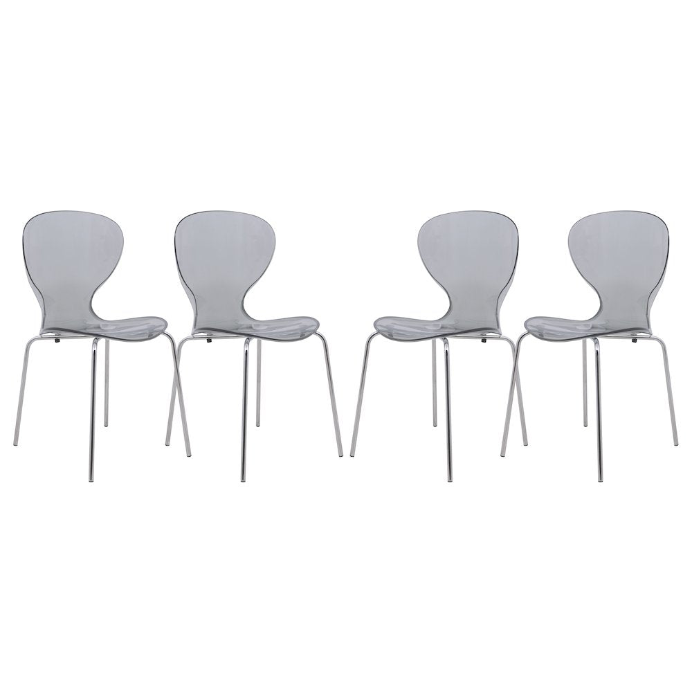 Modern Oyster Transparent Side Chair, Set of 4