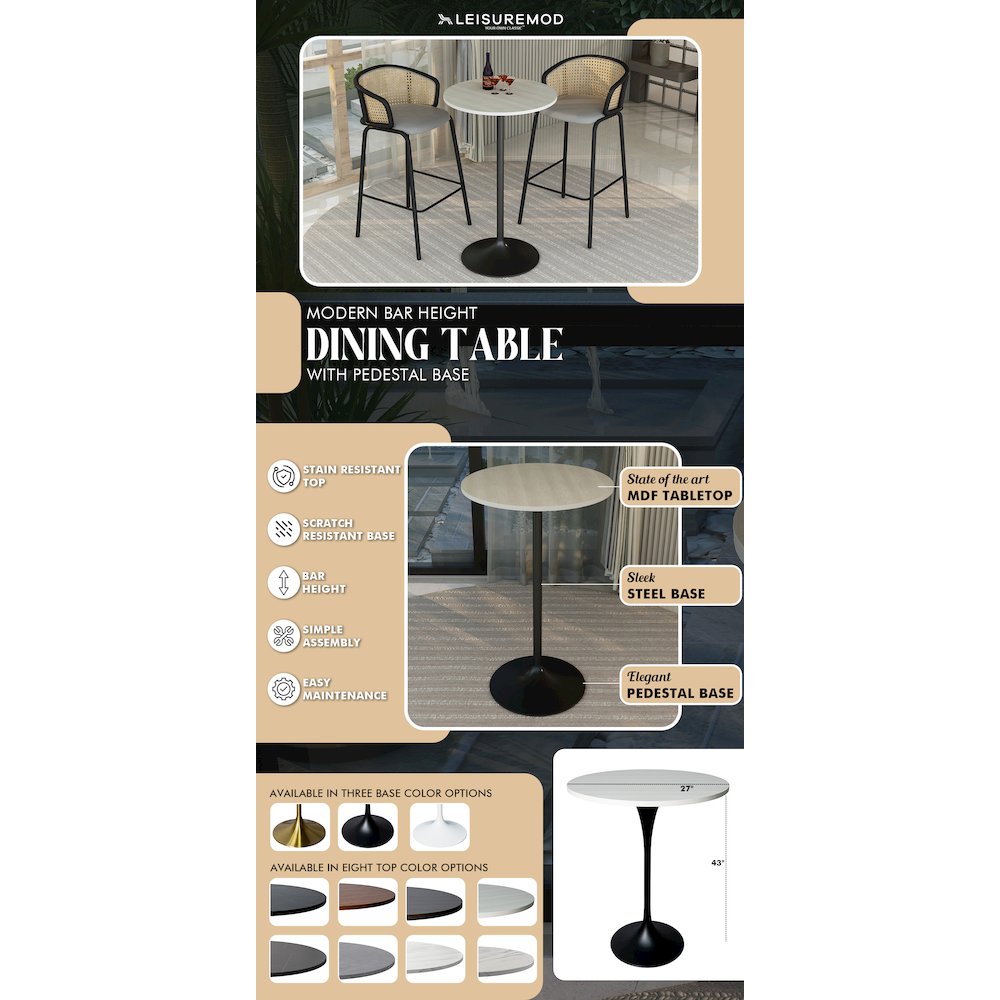 Verve Collection Modern Bar Height Table