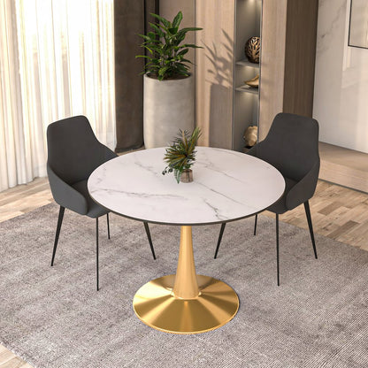 Bristol 40" round dining table Gold Base With White Top