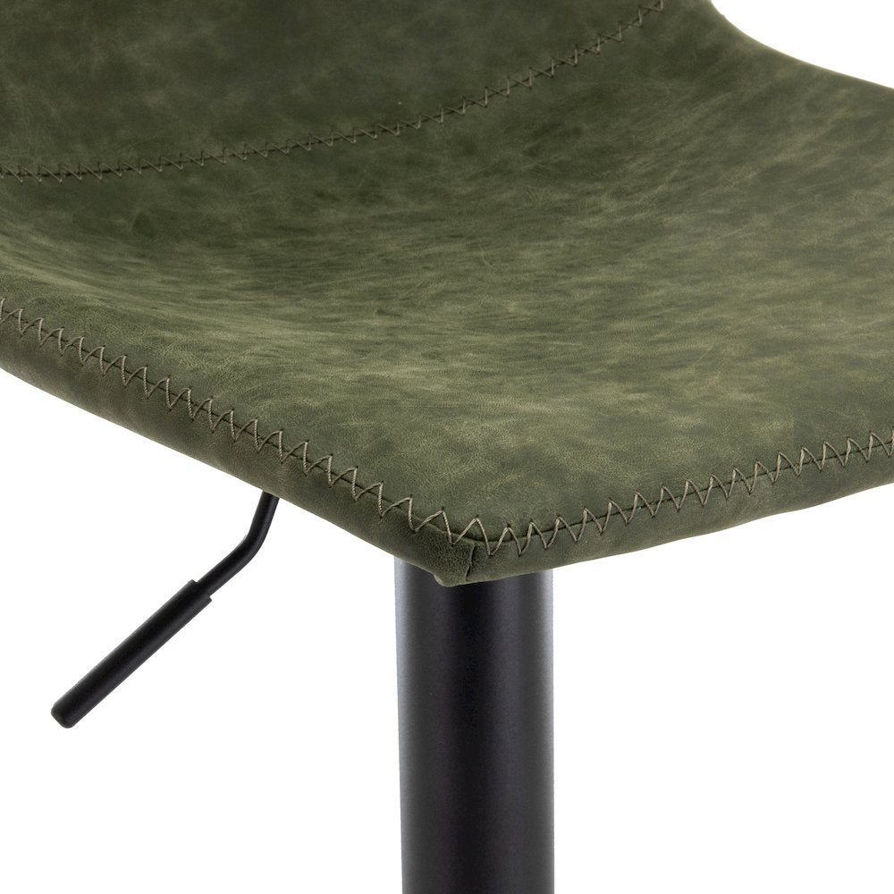 Tilbury Modern Adjustable Bar Stool in Olive Green