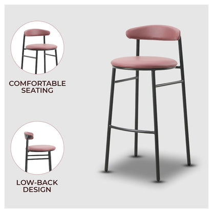 Lume Collection Modern Bar Stool in Burgundy Set of 2