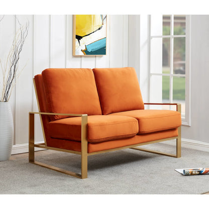 Jefferson Contemporary Modern Velvet Loveseat With Gold Frame