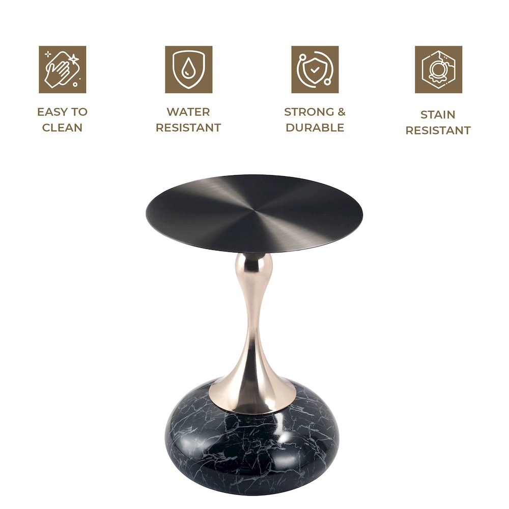 Savoy Collection Modern End Table In Stone Black