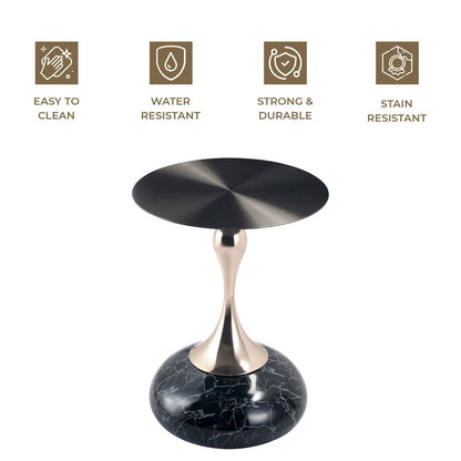 Savoy Collection Modern End Table In Stone Black