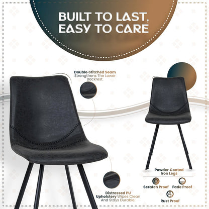 Markley Modern Leather Dining Chair With Metal Legs