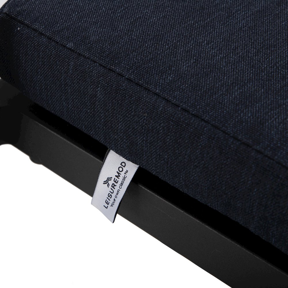 Chelsea Collection Modern Aluminum Chair in black with Blue Cushions - Set of 4