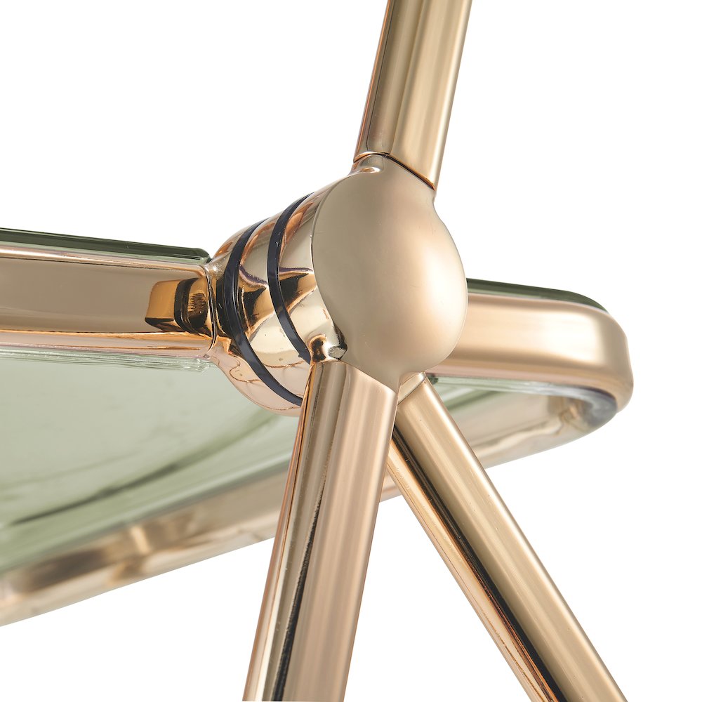 Lawrence Acrylic Folding Chair With Gold Metal Frame, Set of 2