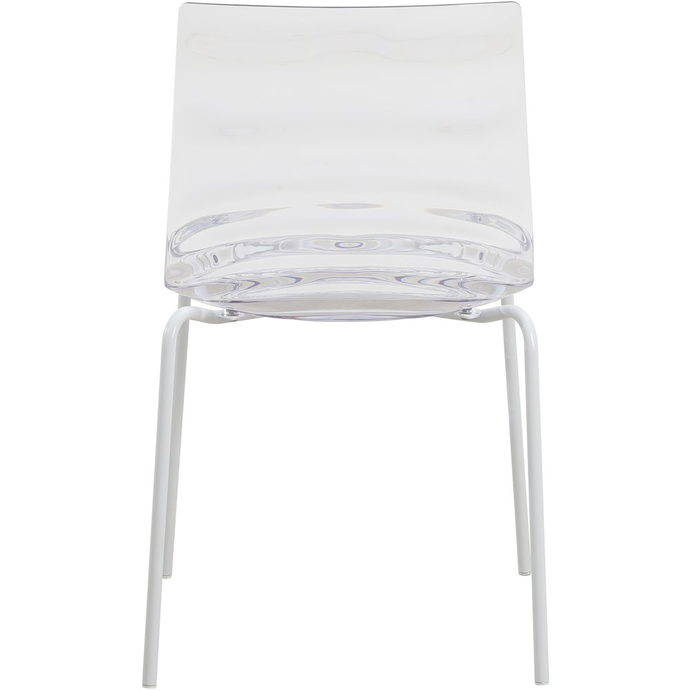 Astor Water Ripple Design Dining Chair in White Base Clear Seat Set of 2