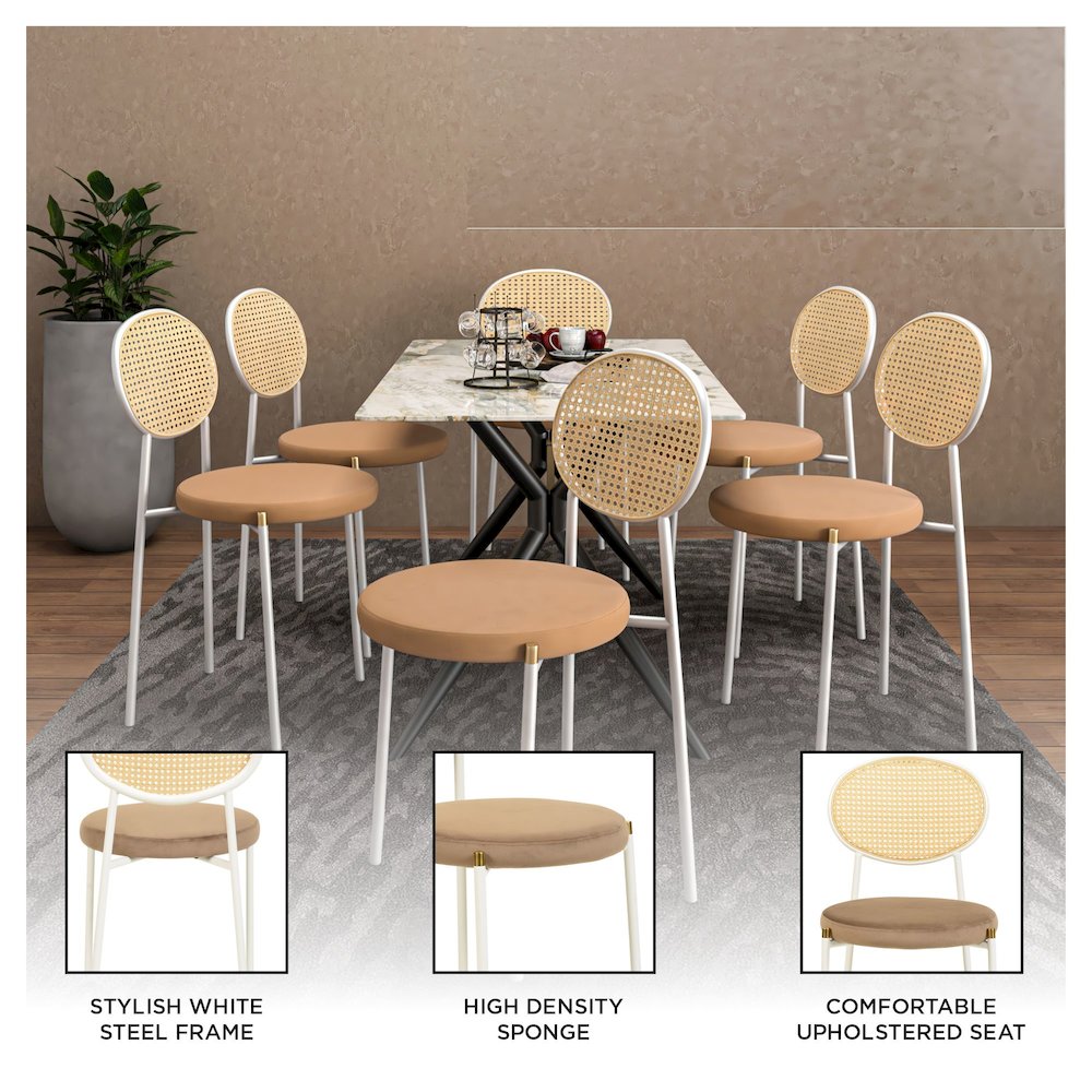 Euston Collection Modern Dining Chair White Frame In Brown