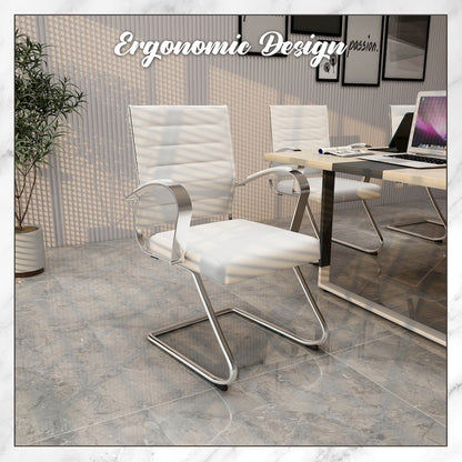 Benmar Home Leather Guest Office Chair in White