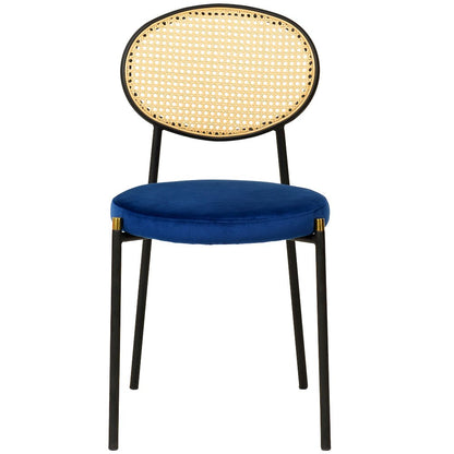Euston Modern Wicker Dining Chair with Velvet Round Seat