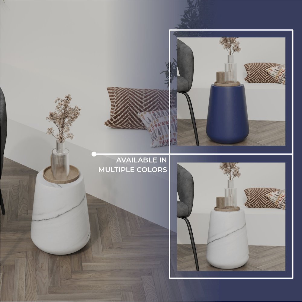 Modern Side End Table Glint Series In Marble White