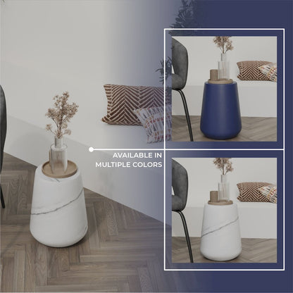 Modern Side End Table Glint Series In Marble White