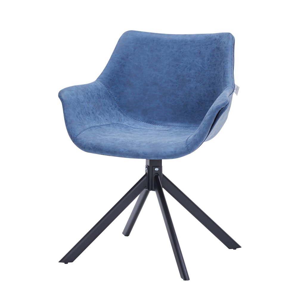 Markley Modern Leather Dining Swival Arm Chair in Light Blue
