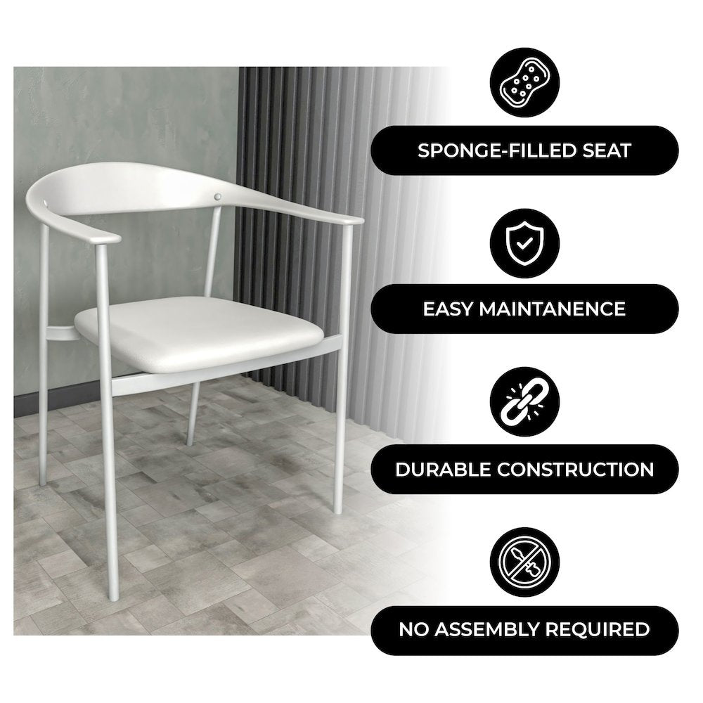 Kora Collection Modern Dining Chair in White - Set of 2
