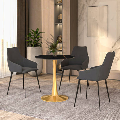 Bristol 27 round dining table Gold base with Black Sintered stone Top