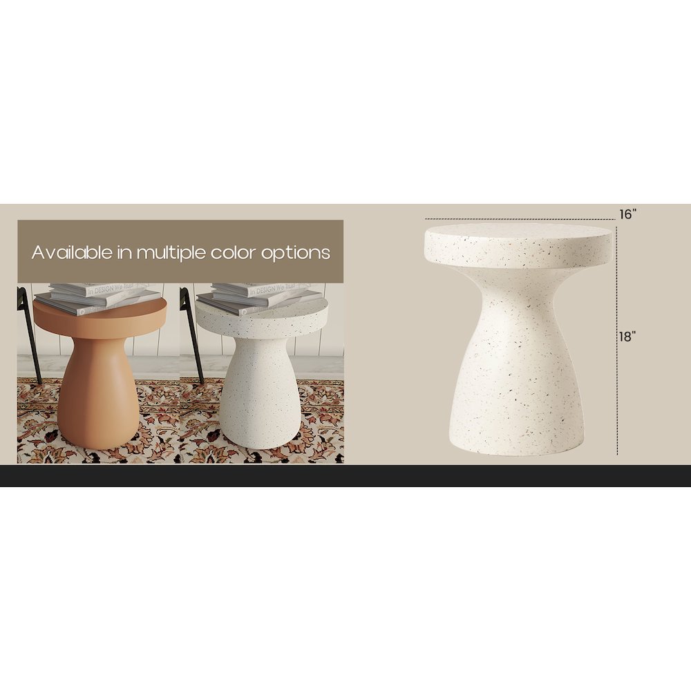 Modern Side End Table Wisp Series In Terrazzo White
