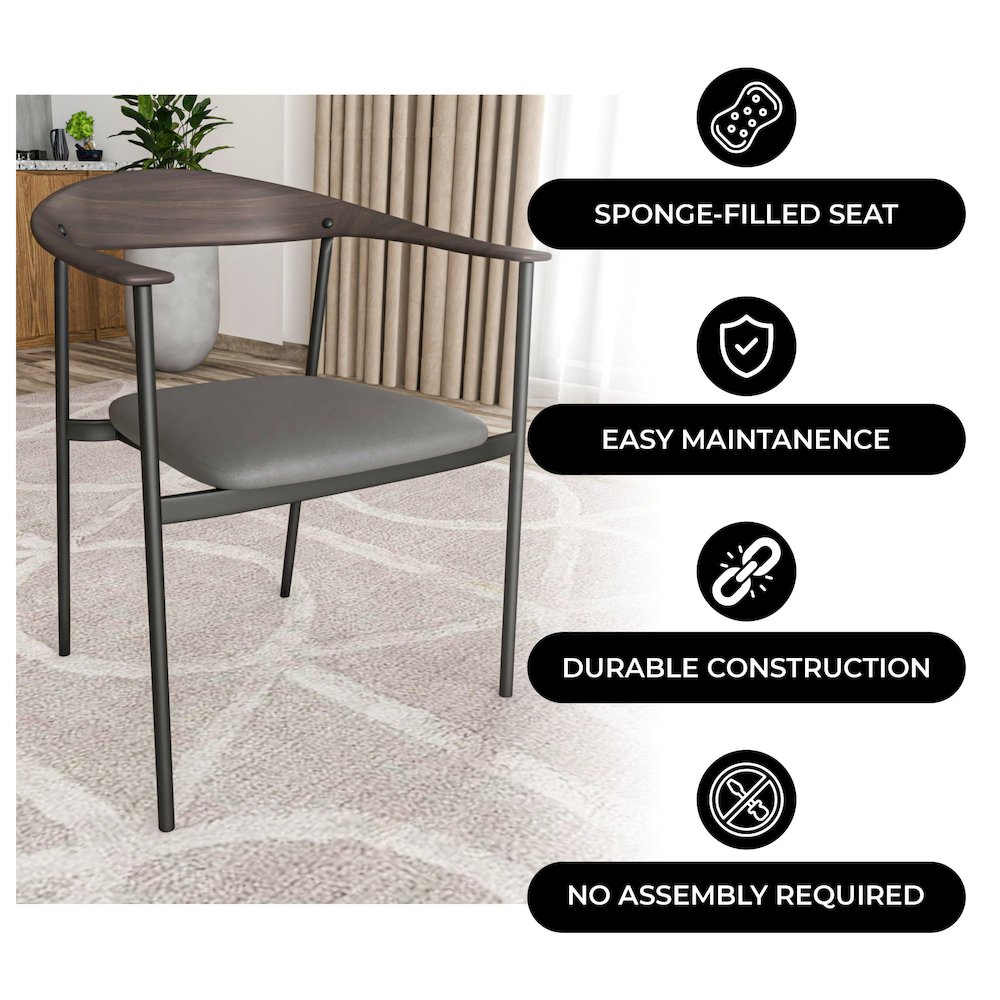 Kora Collection Modern Dining Chair in Charcoal - Set of 4