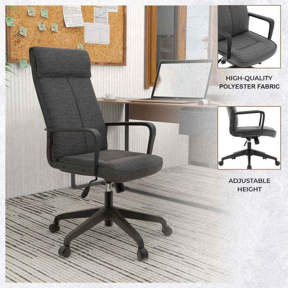 Aiaria Collection Modern Office Chair In Charcoal Fabric