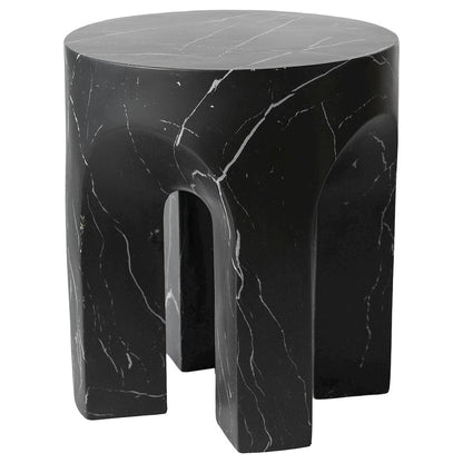 Crus Collection Fiberglass Outdoor Side Table Marbleized Black