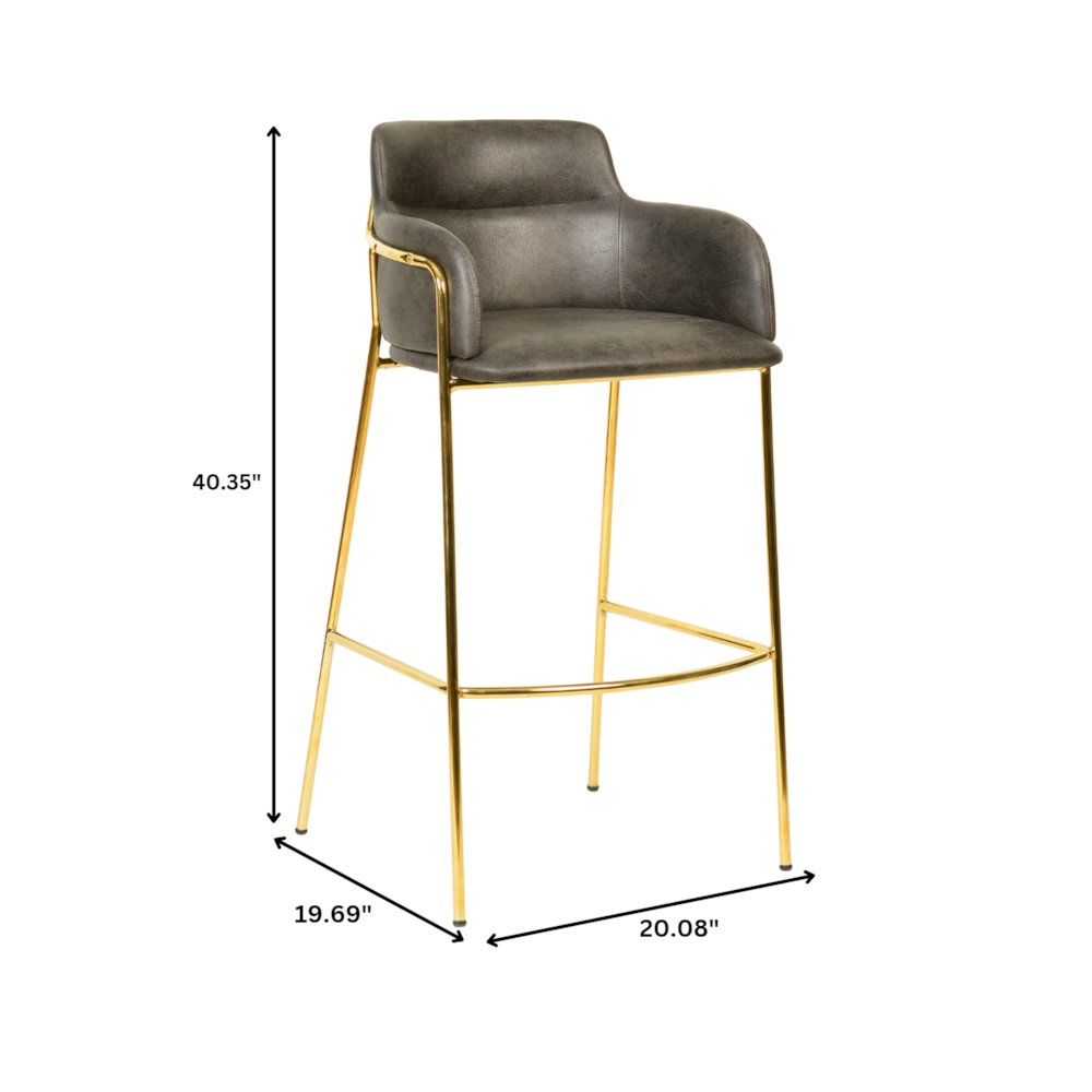 Axis Collection Modern Gold Bar height Chair in Charcoal
