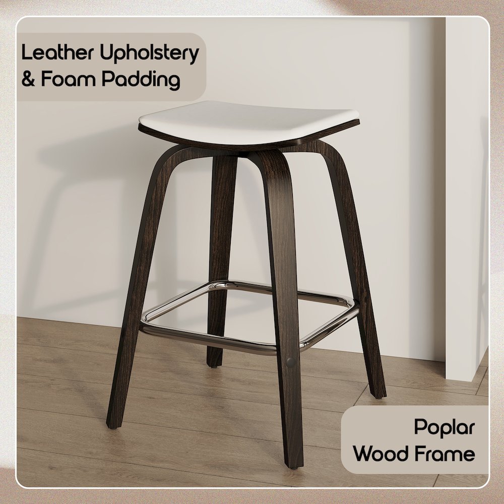 Wooden Counter Stool in White