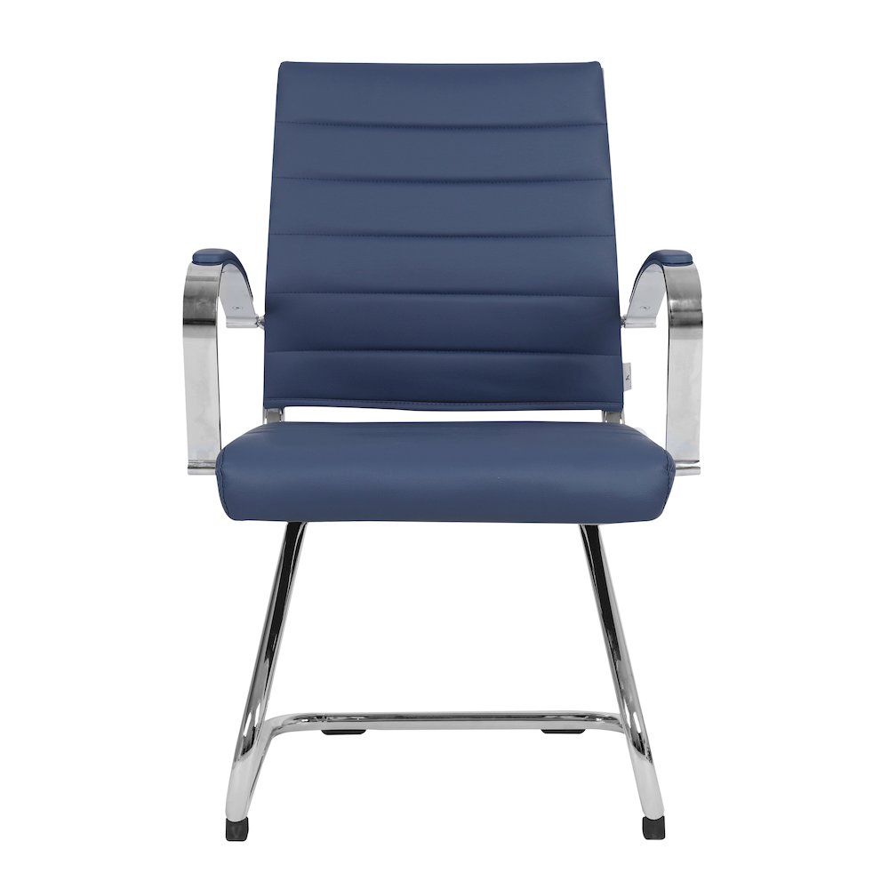 Benmar Home Leather Guest Office Chair in Navy Blue