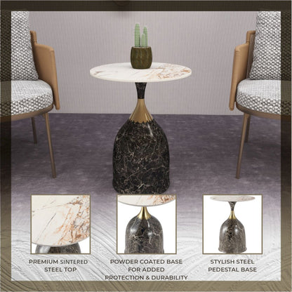 Oslo Collection Modern End Table In Marbled Brown