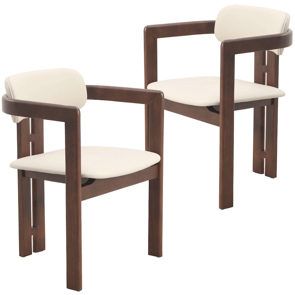 Velo Series Modern Dining Chair in Walnut Color Wood with Toupe Seat