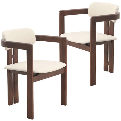 Velo Series Modern Dining Chair in Walnut Color Wood with Toupe Seat