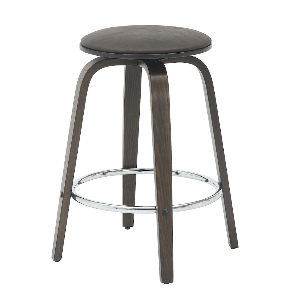 Wooden Counter Stool Pelya Collection Modern Style Walnut Glazed color in Brown