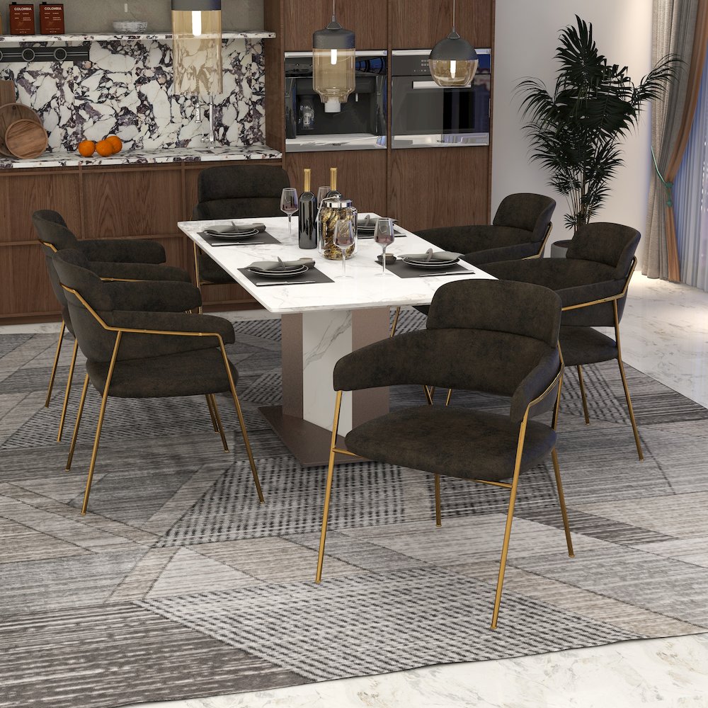 Axis Collection Modern Gold Dining Chair in Charcoal