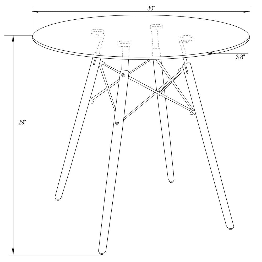 Dover 3-Piece Dining Set with Round Clear Glass Top Bistro Table in Blue