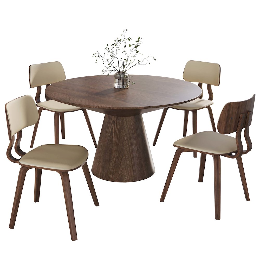 5-Piece Dining Set in Walnut/Cream