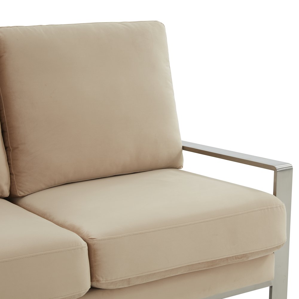 Jefferson Contemporary Modern Velvet Loveseat With Silver Frame