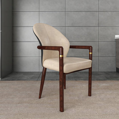 Opaline Series Elegant Wooden Dining Chair in Black Velvet and Toupe