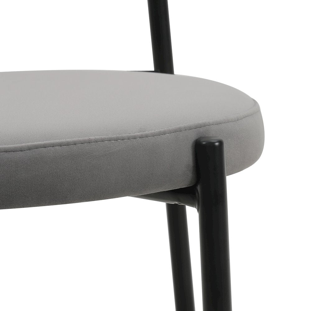 Euston Modern Wicker Bar Stool With Black Steel Frame, Set of 2 in Grey