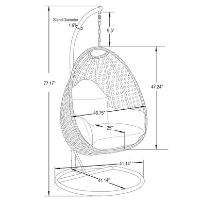Charcoal Wicker Hanging Egg Swing Chair