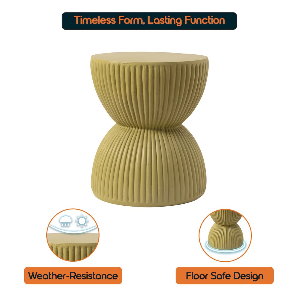 Modern Side End Table Spire Series In Olive Yellow