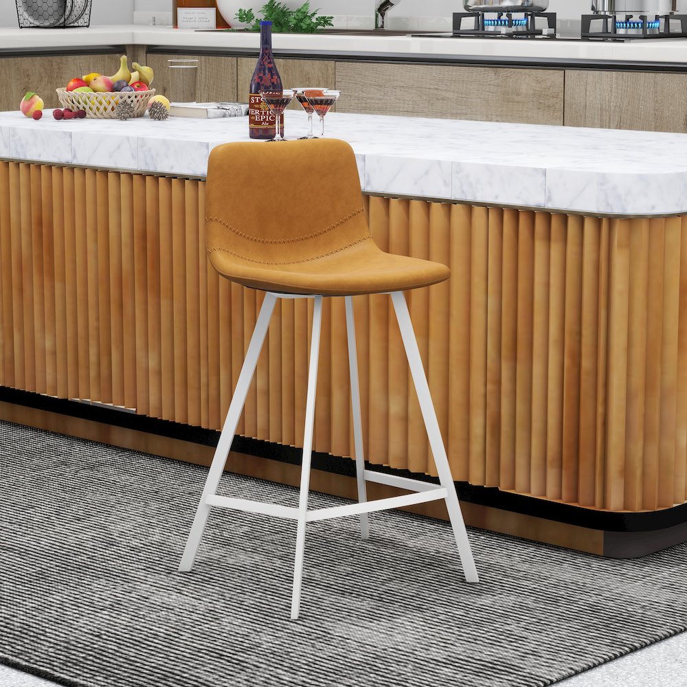 Elland - Counter stool -Light Brown-White base