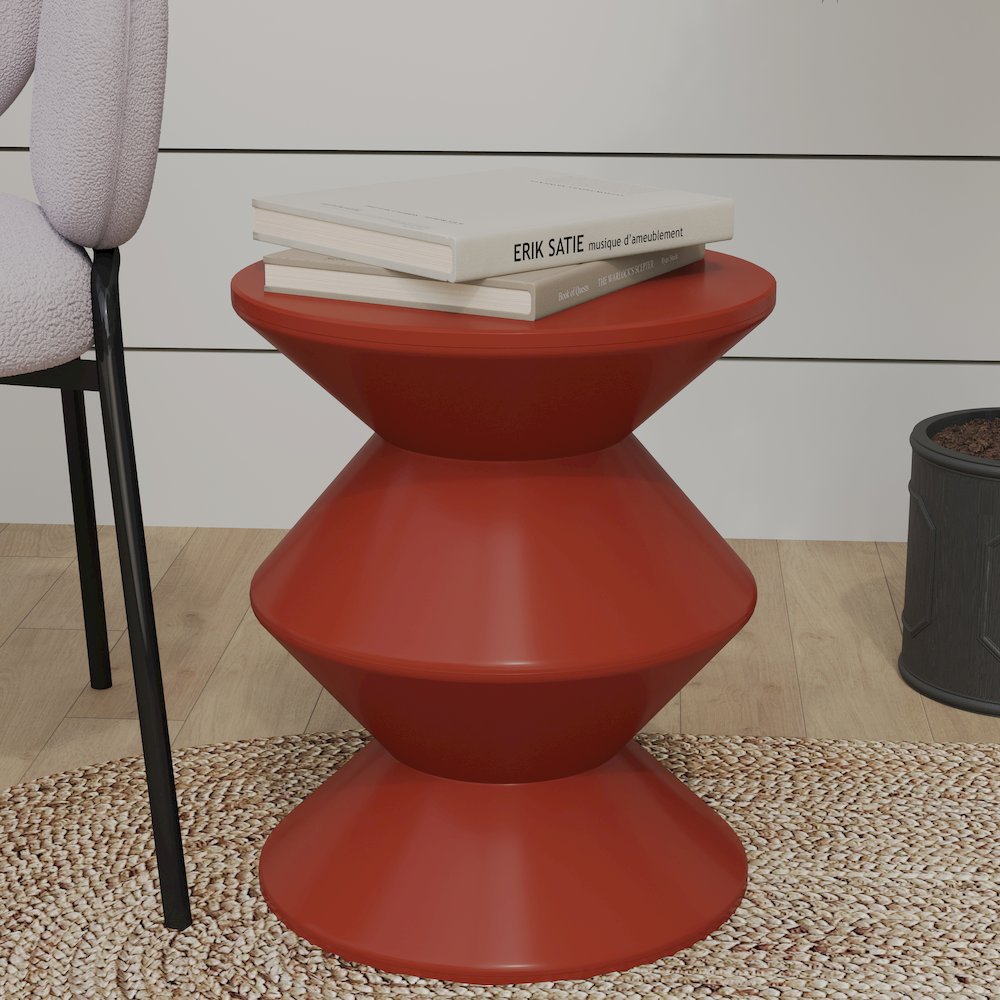 Aura Modern Plastic Side End Table, Indoor/Outdoor Use, Brown