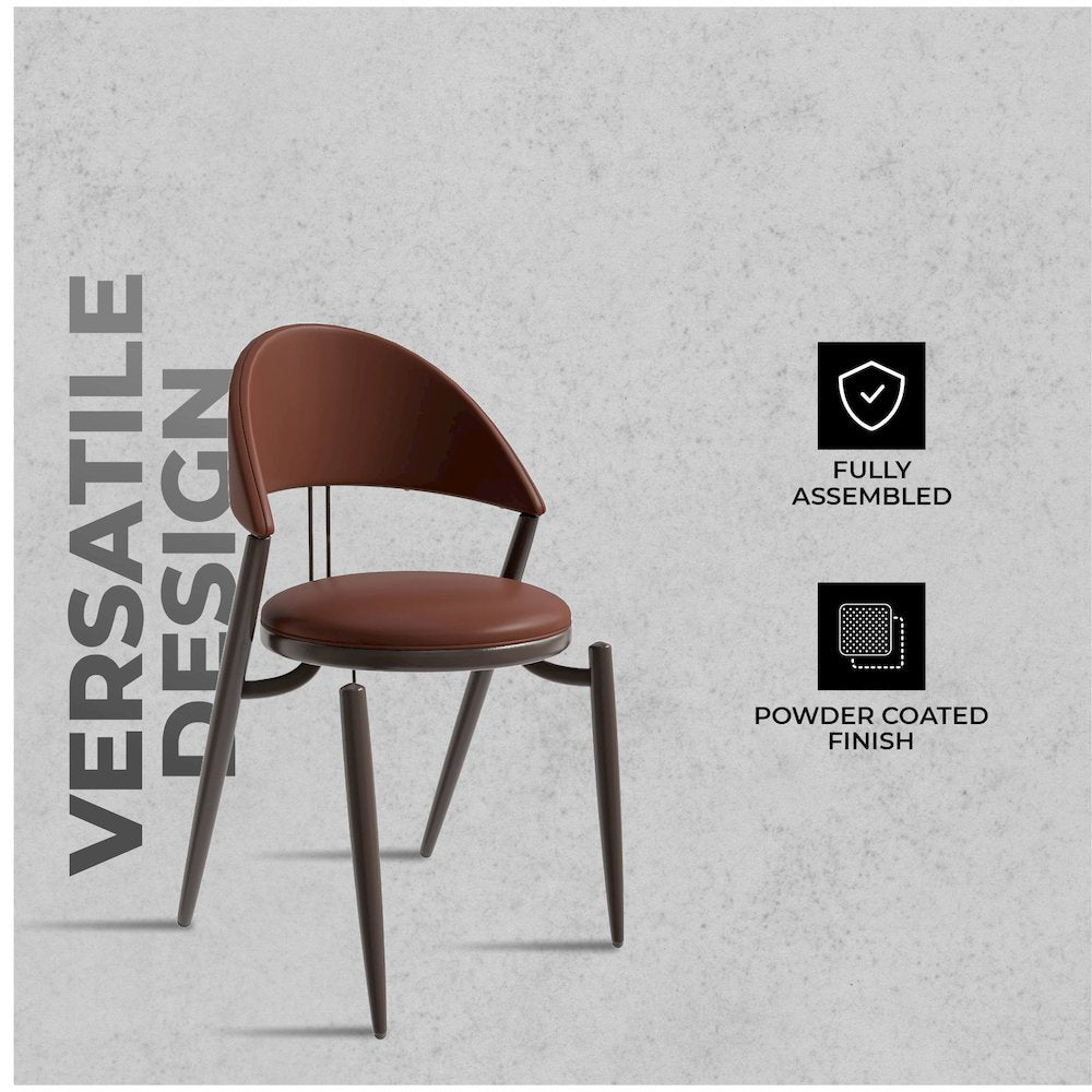 Venice Collection Modern Dining Chair In Black set of 2 in Dark Brown