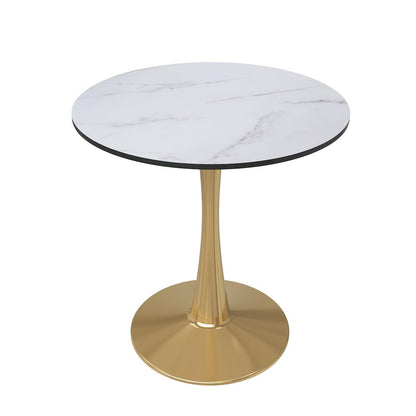Bristol 24" round dining table Gold Base With White Top