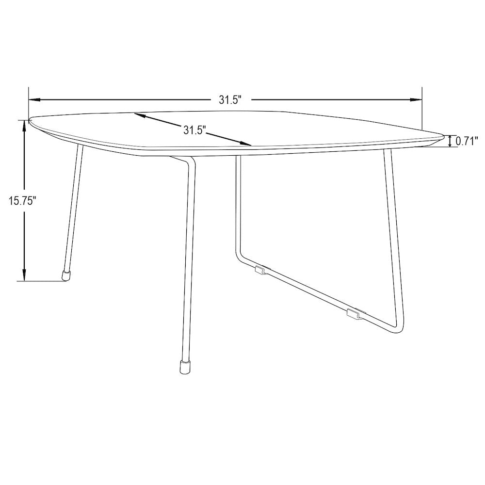 Pemborke Mid Century Modern Square Coffee Table in Natural Wood
