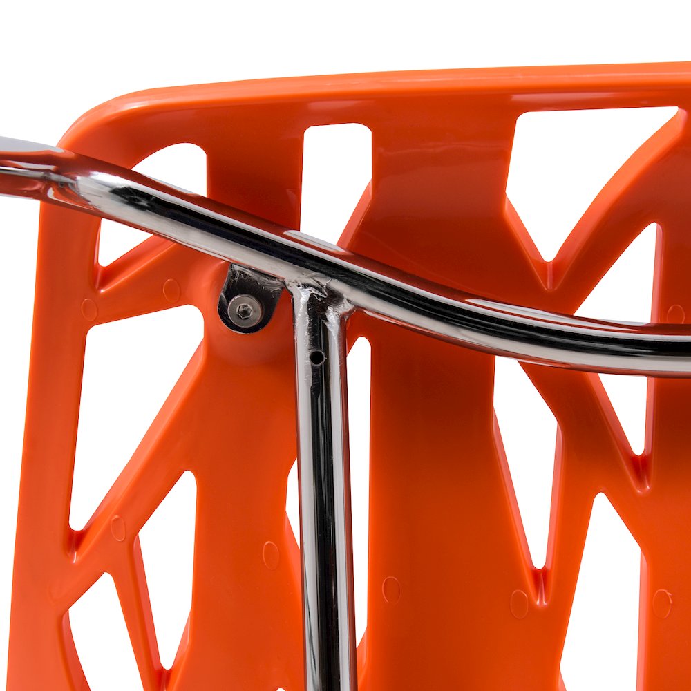 Modern Asbury Dining Chair with Chromed Legs in Orange