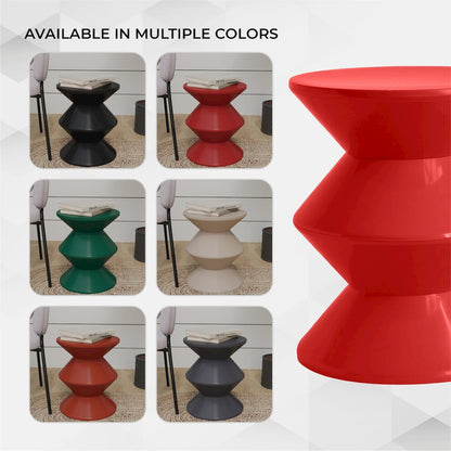 Aura Modern Plastic Side End Table, Indoor/Outdoor Use, Red